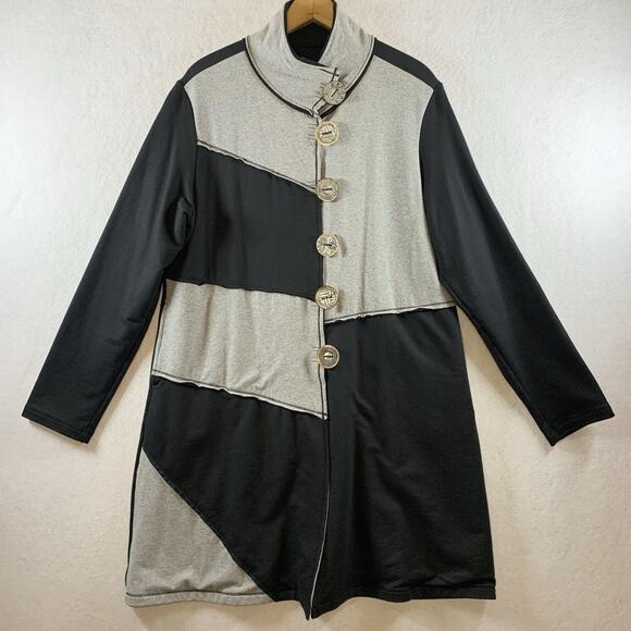 Neon Buddha Women Lagenlook Knit Duster Jacket Sz XL Artsy Boho Button Pockets - Picture 1 of 12